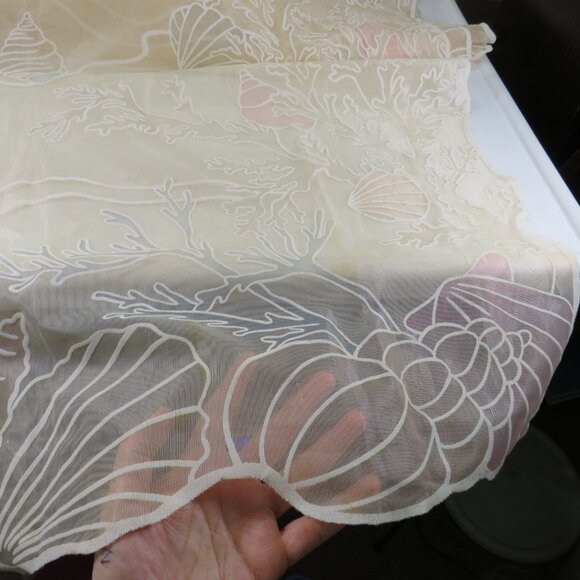 Cream Ocean Sea Shell SHOWER CURTAIN Fabric semi plastic finish (realistic) - Picture 3 of 5